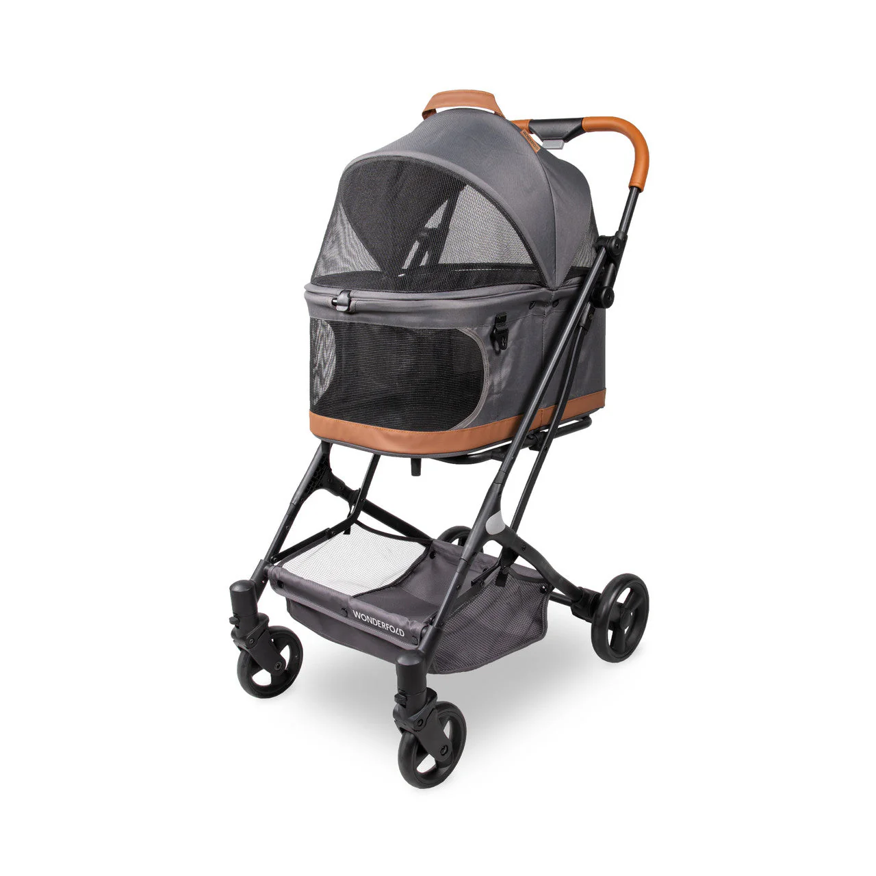 Folding Pet Stroller with Zipperless Entry & Reversible Handle Bar - Image 7